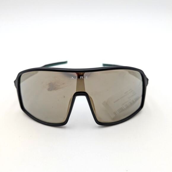 Aire Unisex Blazar Wrap Sunglasses Front Logo Matte Black/Gold Mirror One Size - Picture 6 of 7